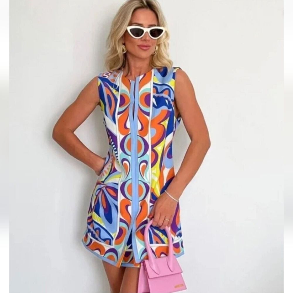 Zara Multicolor Abstract Pattern Dress